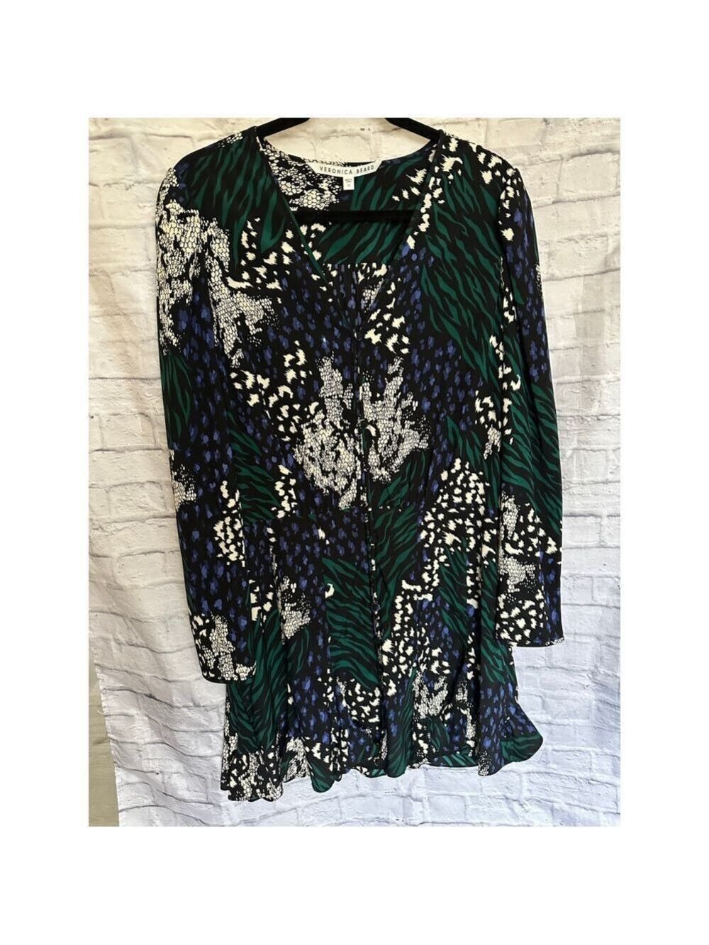 Veronica Beard Silk Blend Floral Dress Size 10 Lined Long Sleeve - Picture 2 of 10